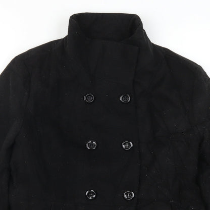 Womens UK Size L FOREVER 21 Black Pea Coat