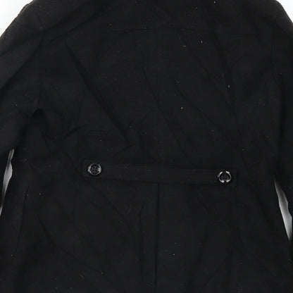 Womens UK Size L FOREVER 21 Black Pea Coat
