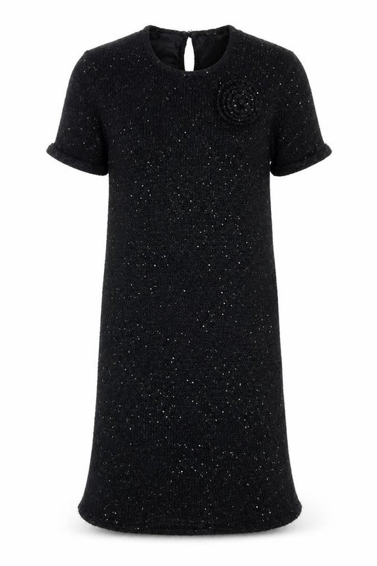 John Lewis Girls Black  Knit Jumper Dress  Size 12 Years