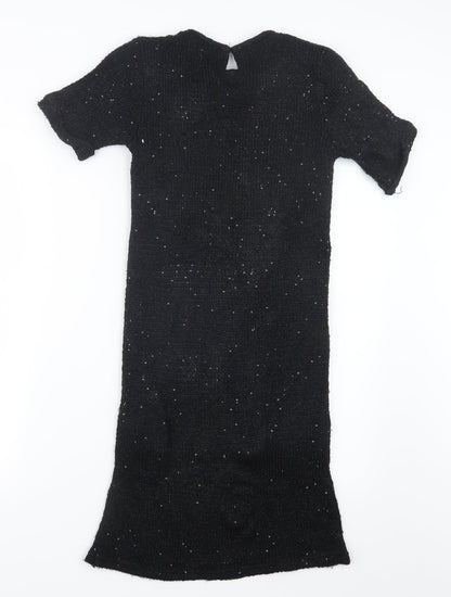 John Lewis Girls Black  Knit Jumper Dress  Size 12 Years
