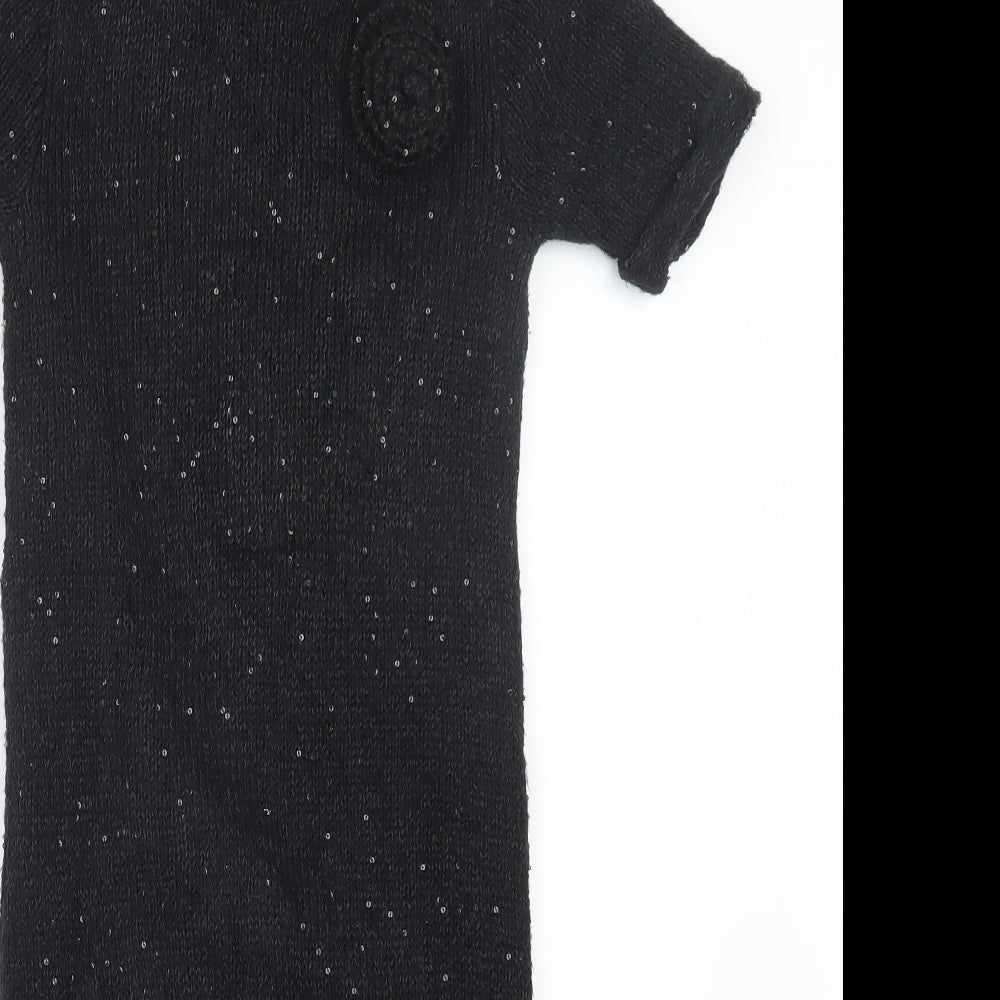 John Lewis Girls Black  Knit Jumper Dress  Size 12 Years