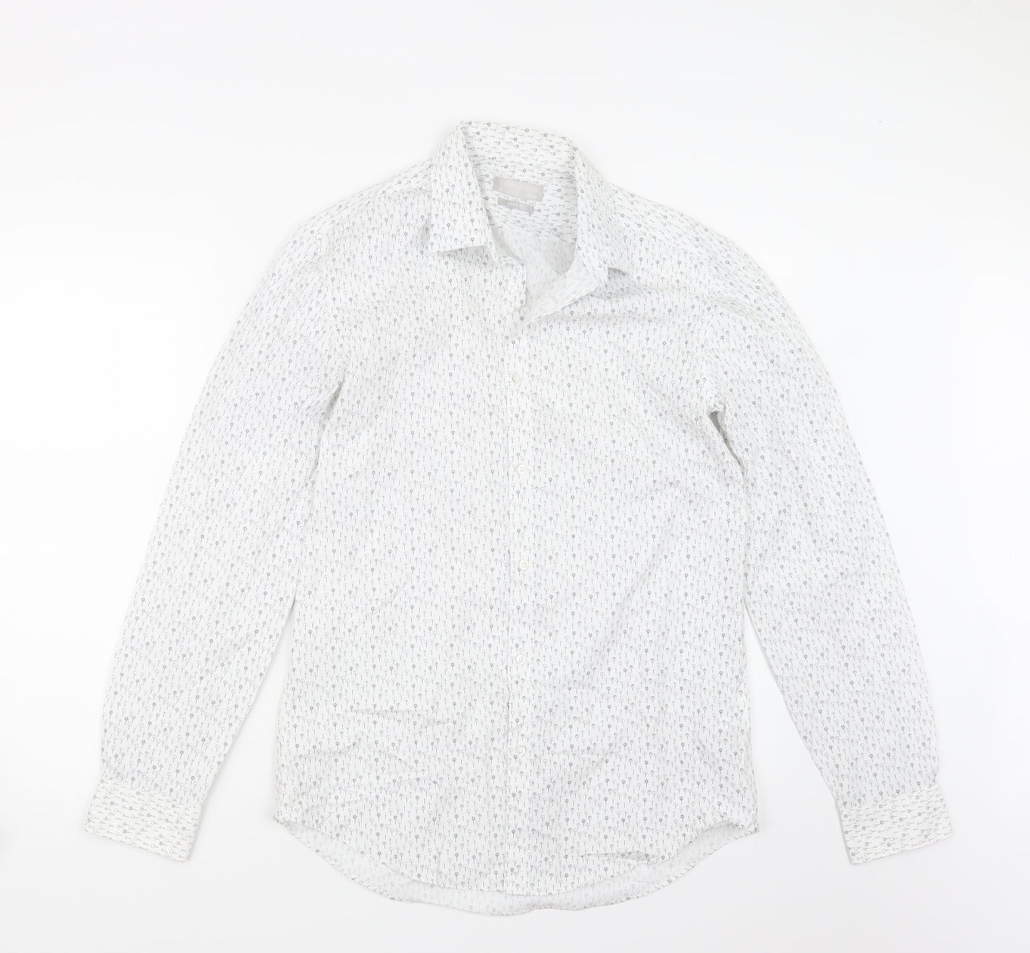 Red Herring Mens White Geometric   Button-Up Size 15