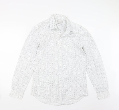 Red Herring Mens White Geometric   Button-Up Size 15