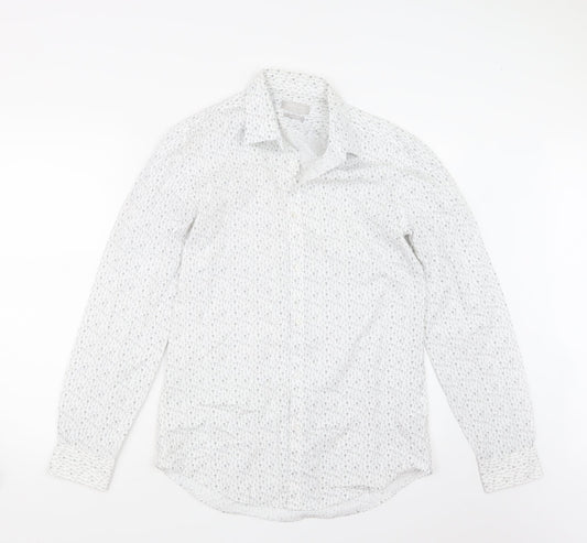 Red Herring Mens White Geometric   Button-Up Size 15