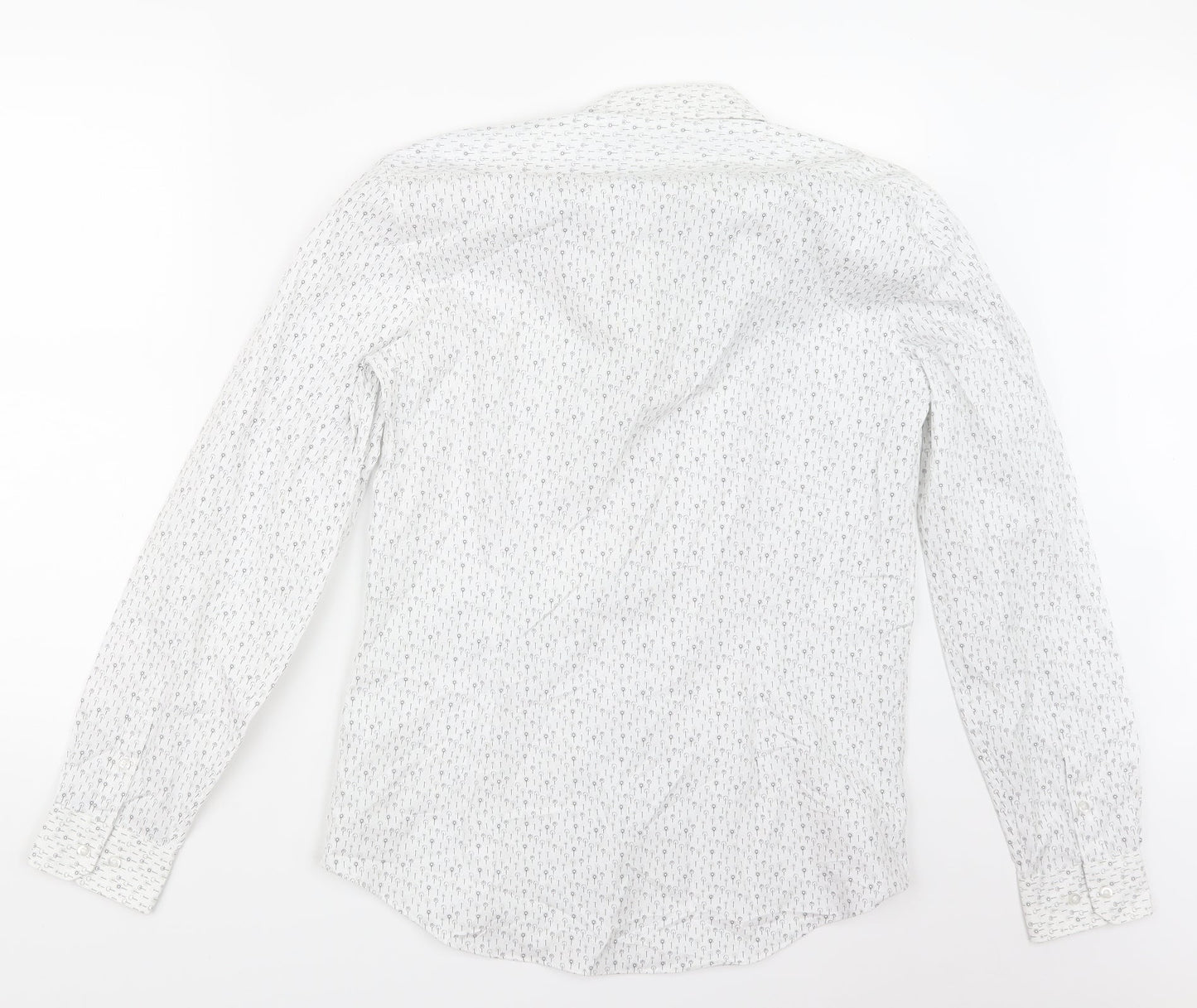 Red Herring Mens White Geometric   Button-Up Size 15