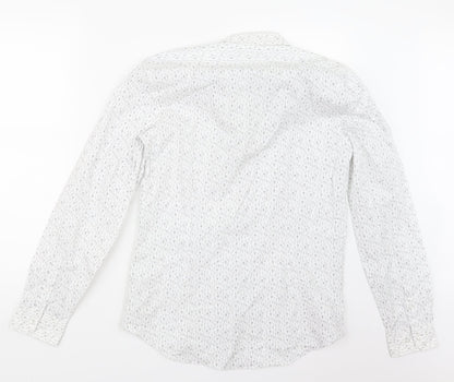 Red Herring Mens White Geometric   Button-Up Size 15