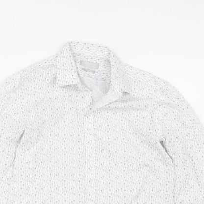 Red Herring Mens White Geometric   Button-Up Size 15