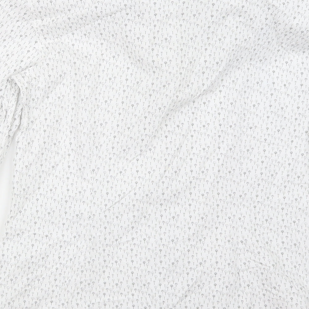 Red Herring Mens White Geometric   Button-Up Size 15