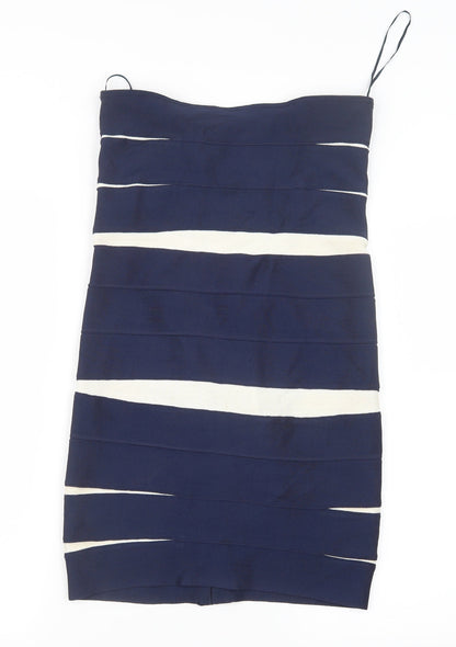 Costa Blanca Womens Blue Striped  Straight & Pencil Skirt Size M