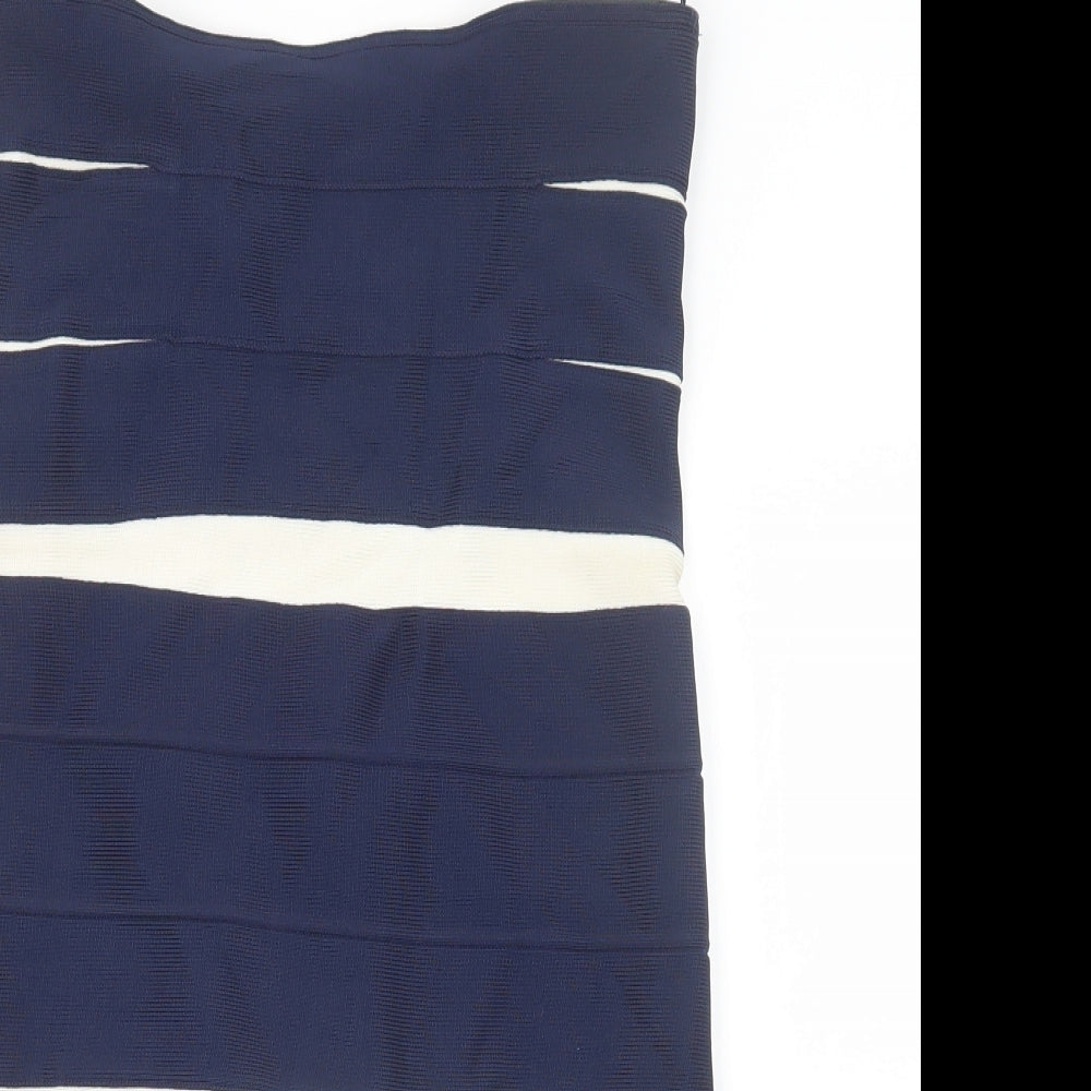 Costa Blanca Womens Blue Striped  Straight & Pencil Skirt Size M