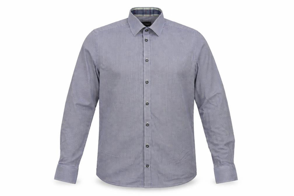 Mens UK Size 15 Bruun & Stengade Blue  Button-Up Long Sleeve Casual Shirt