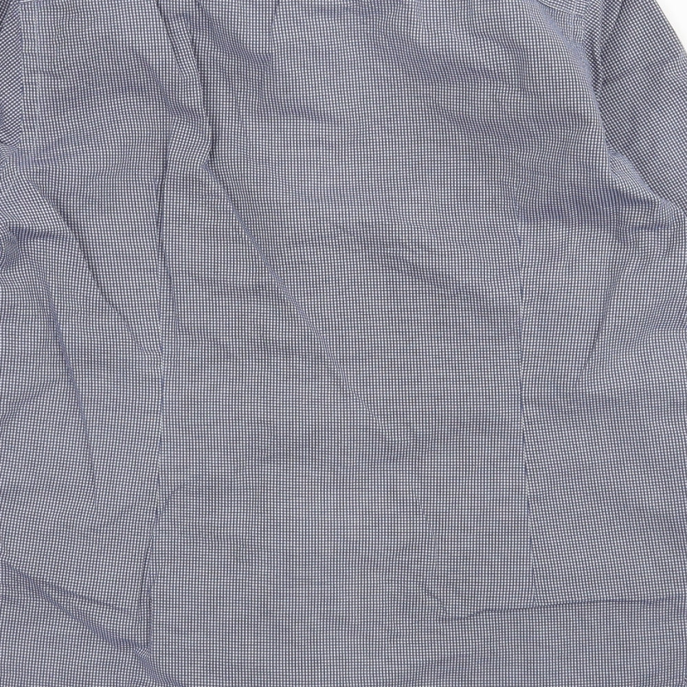 Mens UK Size 15 Bruun & Stengade Blue  Button-Up Long Sleeve Casual Shirt