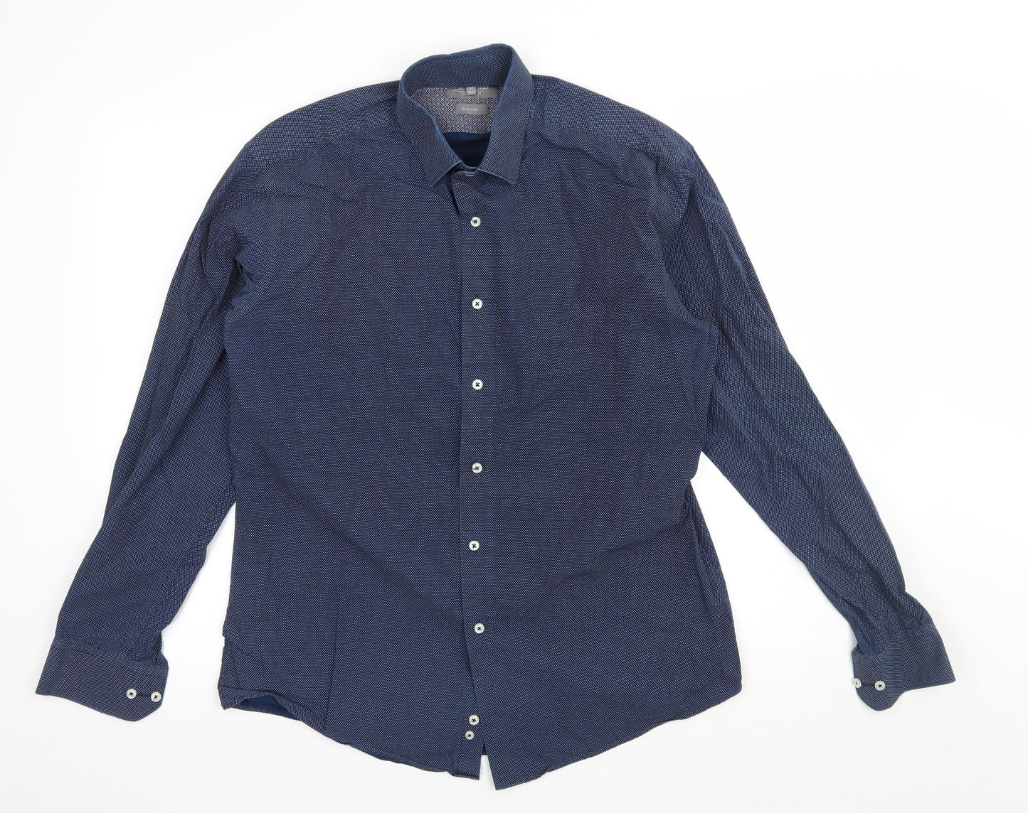 SEVEN SEAS Mens Blue Polka Dot   Button-Up Size M