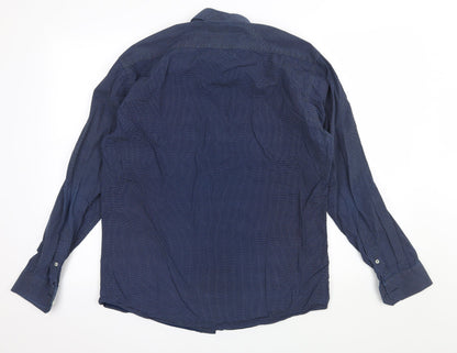 SEVEN SEAS Mens Blue Polka Dot   Button-Up Size M