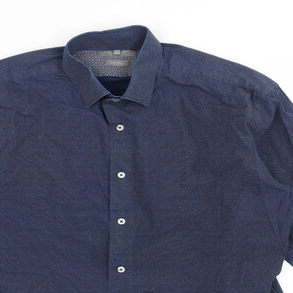 SEVEN SEAS Mens Blue Polka Dot   Button-Up Size M