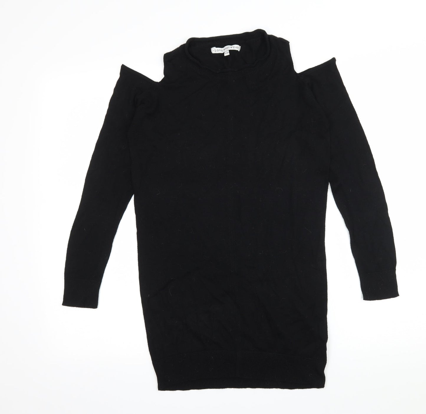 Love Knitwear Womens Black  Knit Pullover Jumper Size 10  - Cut out shoulder