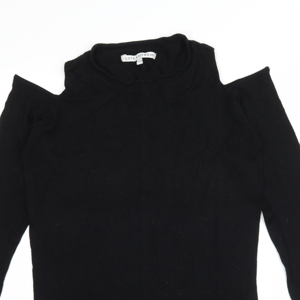 Love Knitwear Womens Black  Knit Pullover Jumper Size 10  - Cut out shoulder