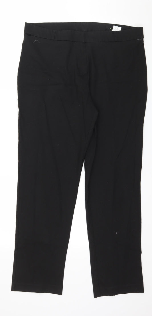 Womens UK Size 14 Preworn Regular Fit  Black Trousers