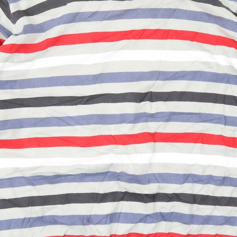 M&Co Mens Grey Striped  Pullover Jumper Size L