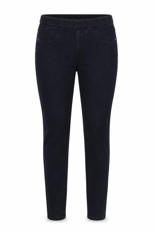 Front view of Denim & Co. women’s black denim jegging jeans, size UK 10, 32-inch leg