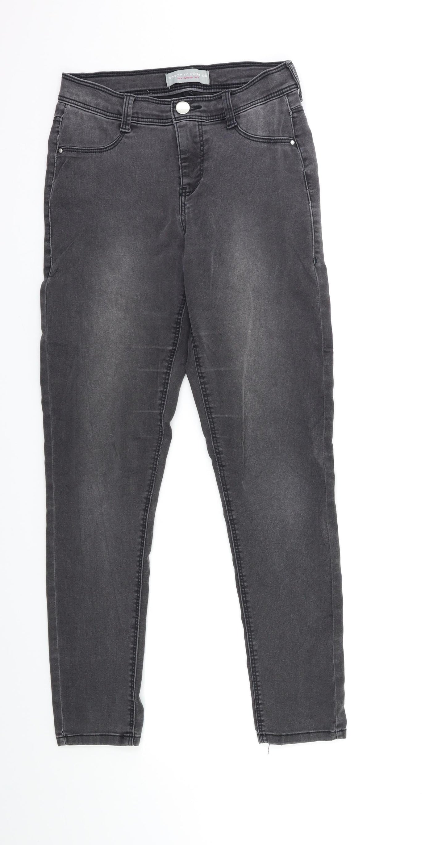 Dorothy Perkins Womens Grey  Denim Skinny Jeans Size 8 L28 in