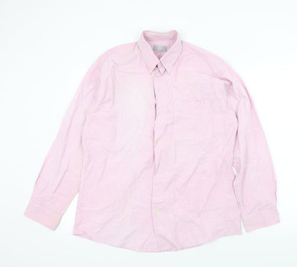 st bernard Mens Pink Colourblock   Button-Up Size 16