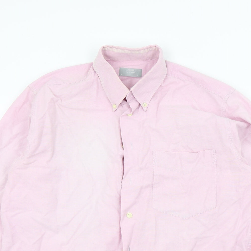 st bernard Mens Pink Colourblock   Button-Up Size 16