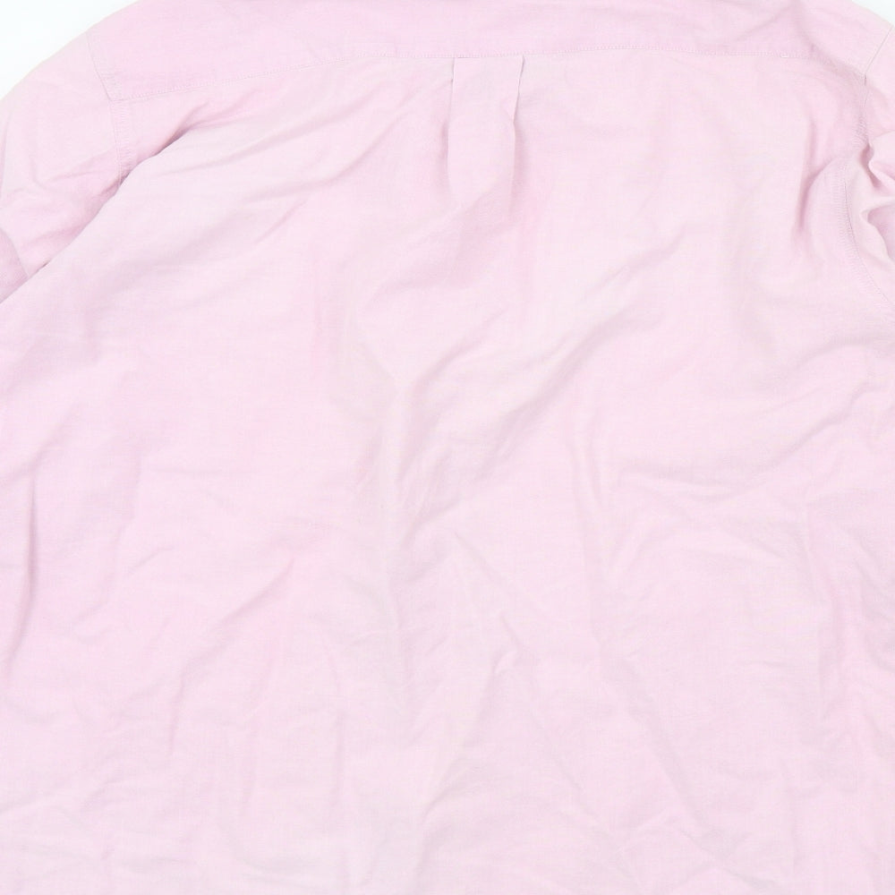 st bernard Mens Pink Colourblock   Button-Up Size 16