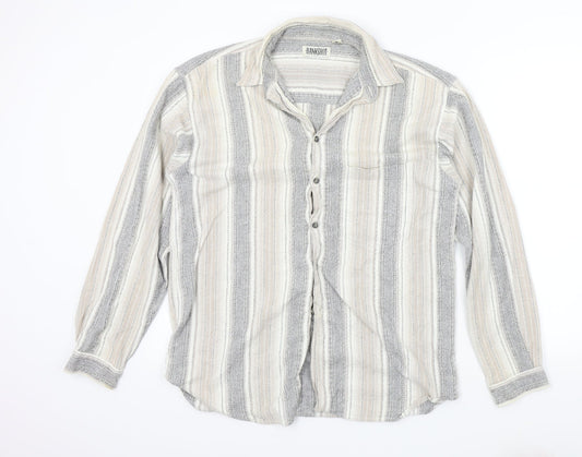 bankshot Mens Brown Striped   Button-Up Size L