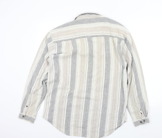 bankshot Mens Brown Striped   Button-Up Size L