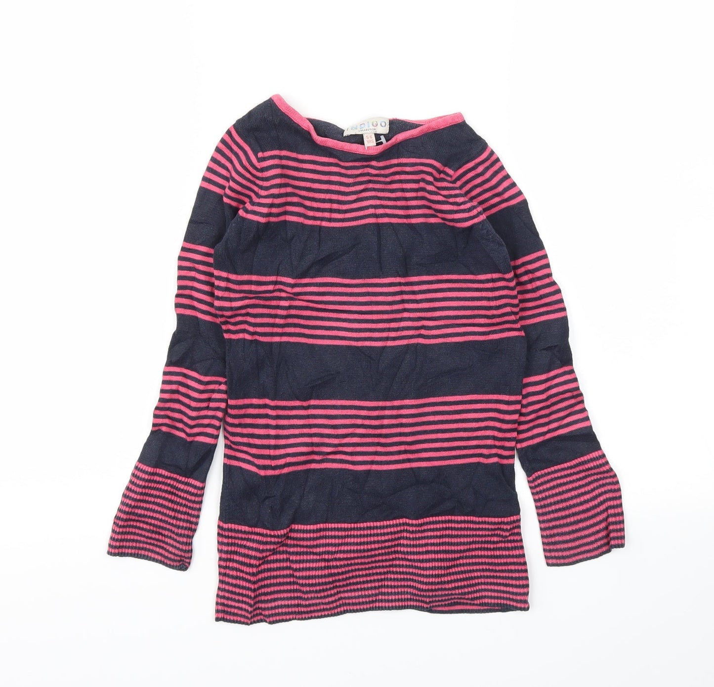 Indigo Girls Pink Striped  Jumper Dress  Size 5-6 Years