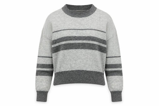 TOPSHOP  Womens Grey Striped  Pullover Jumper Size 8