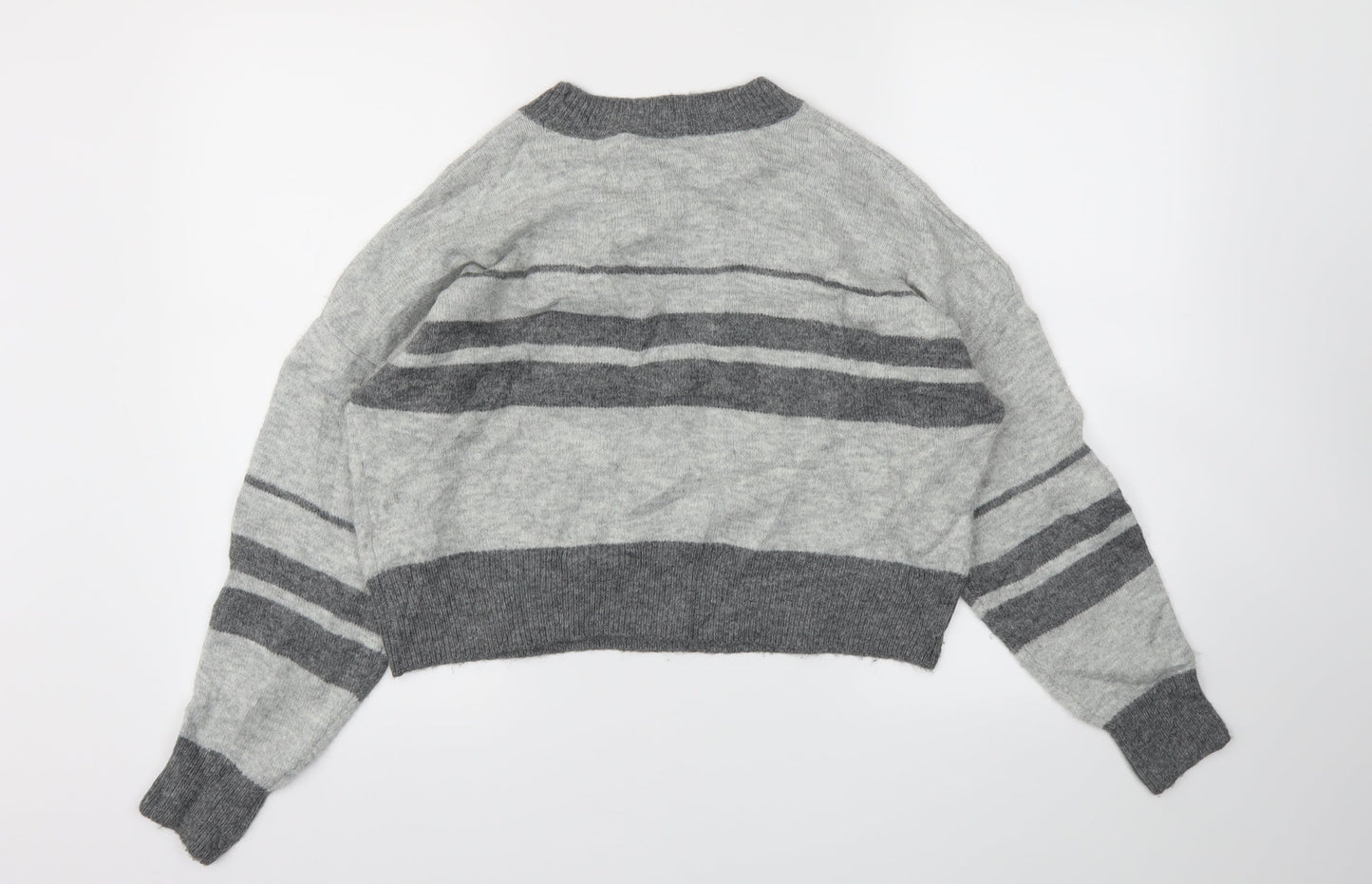 TOPSHOP  Womens Grey Striped  Pullover Jumper Size 8