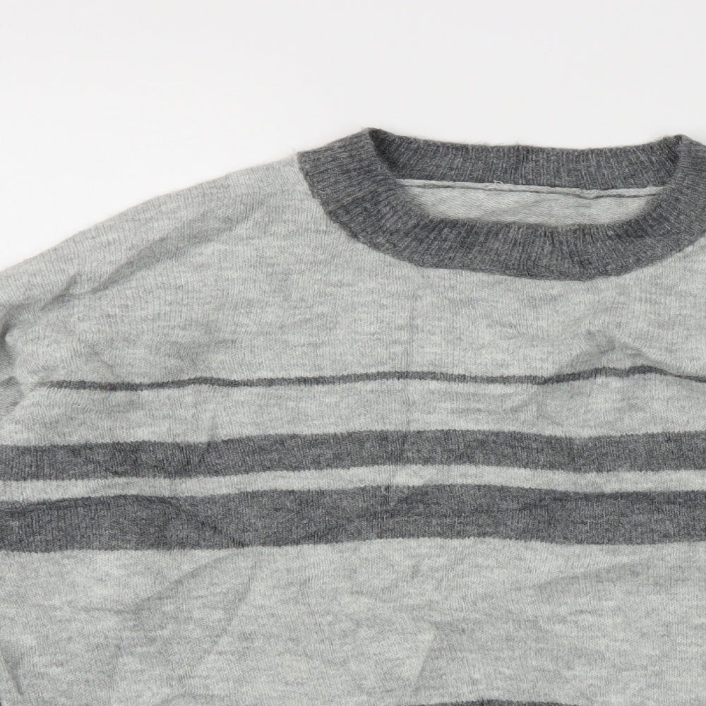 TOPSHOP  Womens Grey Striped  Pullover Jumper Size 8