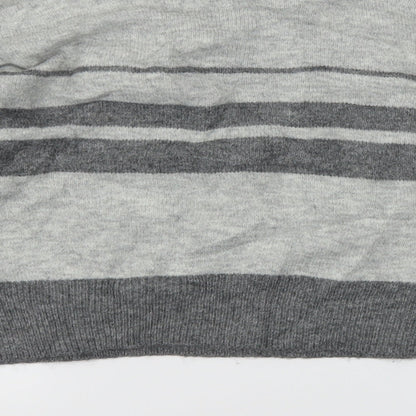 TOPSHOP  Womens Grey Striped  Pullover Jumper Size 8