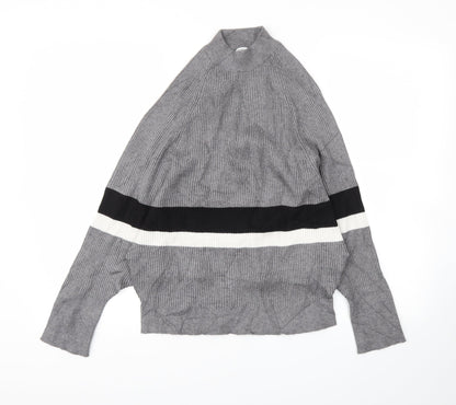 Sweewë Womens Grey Striped Pullover Jumper Size M