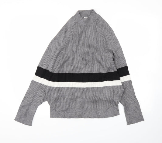 SWEEWE Womens Grey Striped  Pullover Jumper Size M
