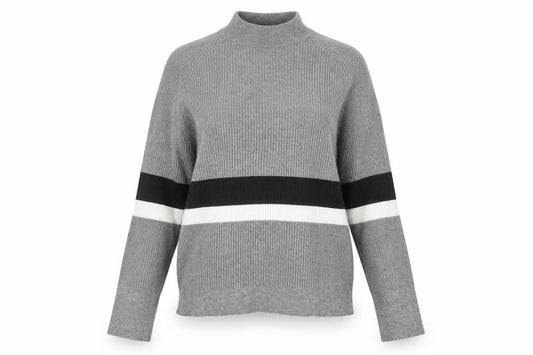 Sweewë Womens Grey Striped Pullover Jumper Size M