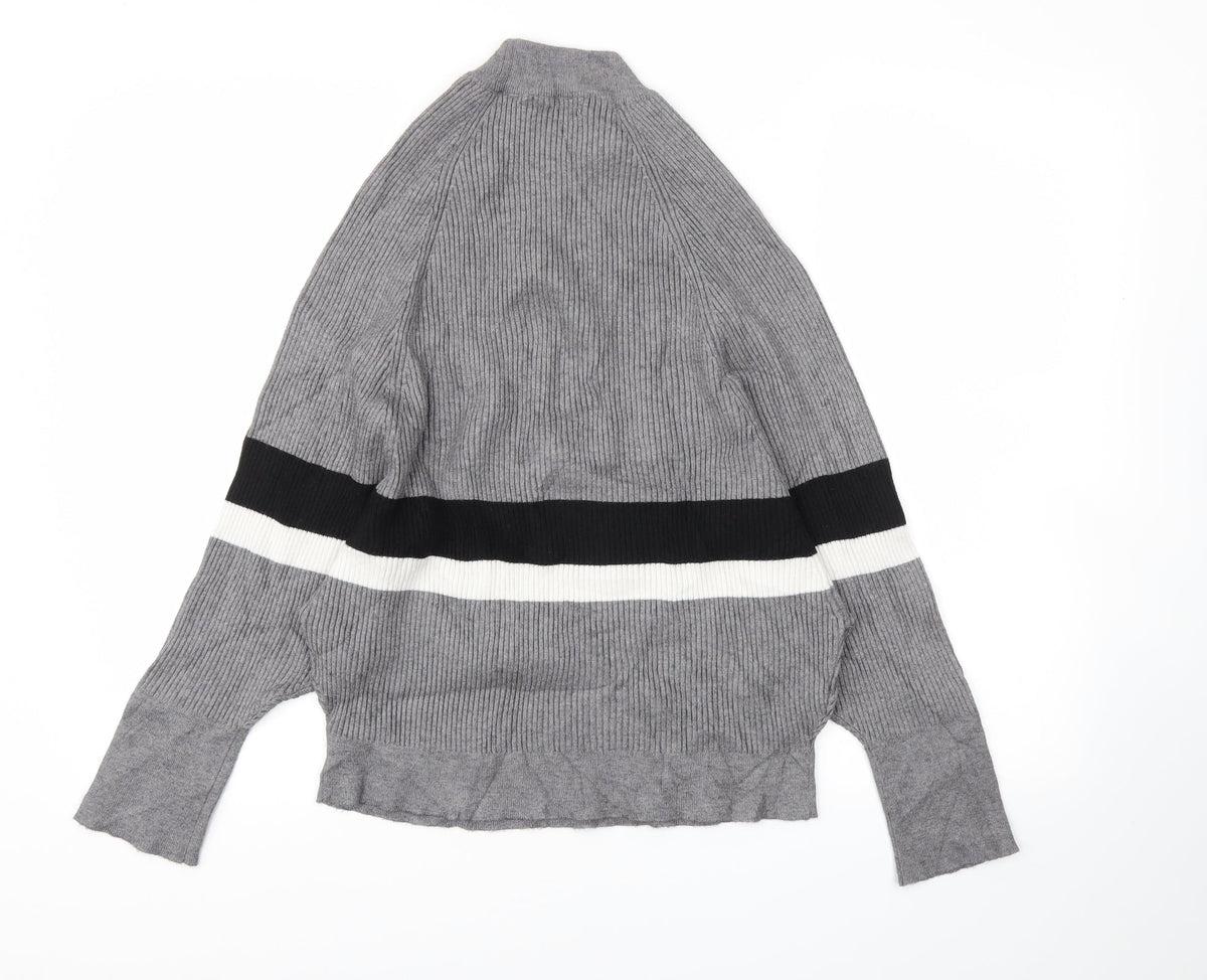 Sweewë Womens Grey Striped Pullover Jumper Size M