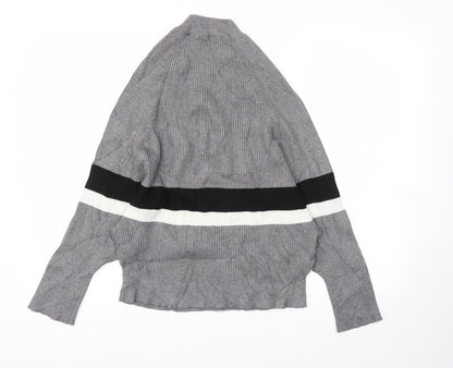 Sweewë Womens Grey Striped Pullover Jumper Size M