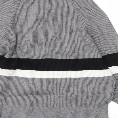 Sweewë Womens Grey Striped Pullover Jumper Size M
