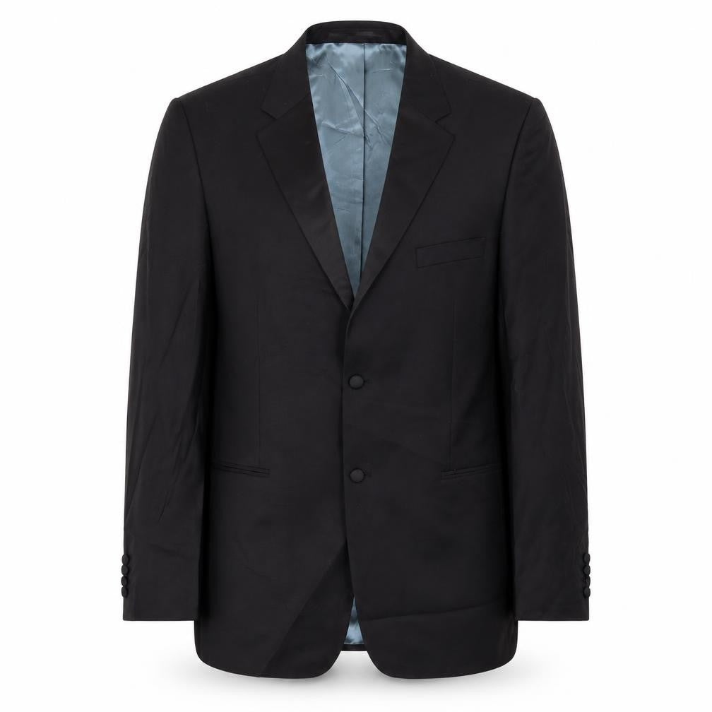 Front view of jhon lewis men’s black jacket blazer, size 44