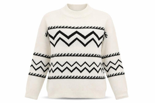 Front view of Papaya women’s white geometric jumper, size S
