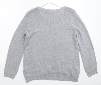 BHS Womens Silver  Knit Pullover Jumper Size 16