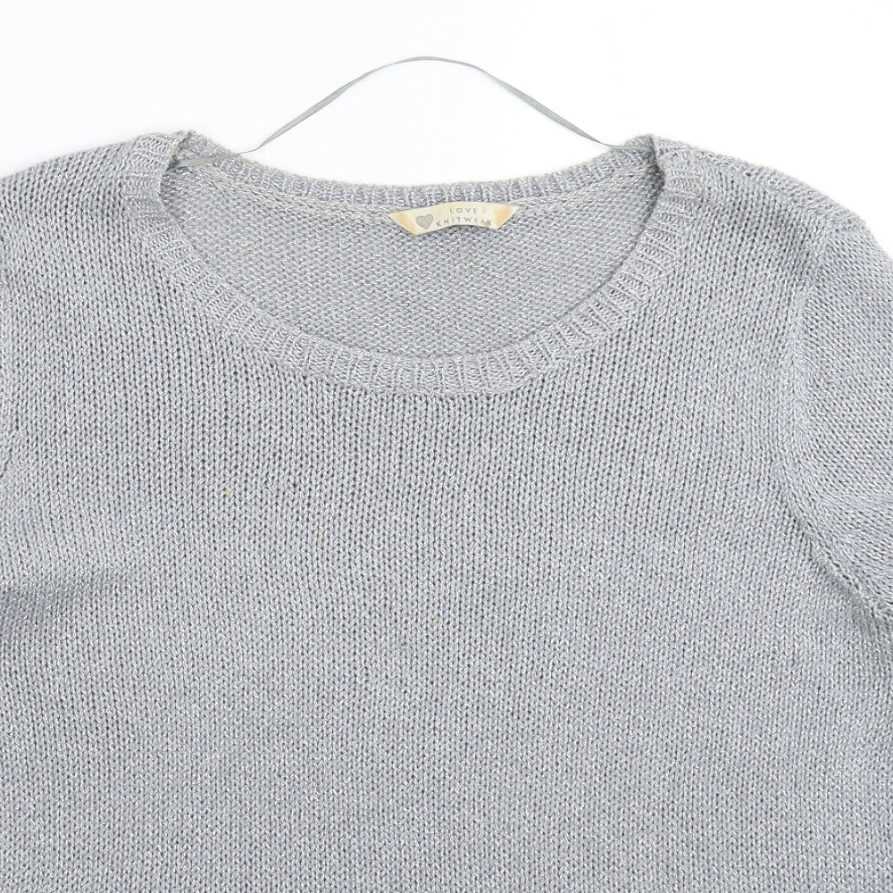 BHS Womens Silver  Knit Pullover Jumper Size 16
