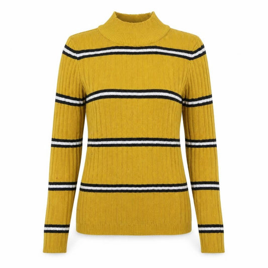 Primark Womens Yellow Striped Knit Pullover Jumper Size 6
