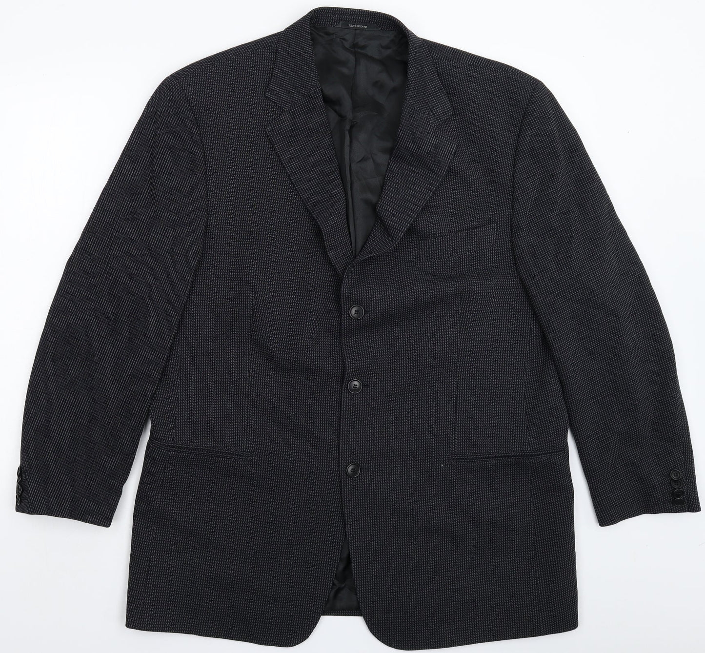 Rene Lezard Mens Black Striped  Jacket Suit Jacket Size 44