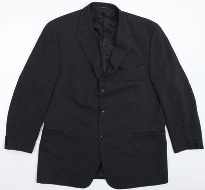 Rene Lezard Mens Black Striped  Jacket Suit Jacket Size 44
