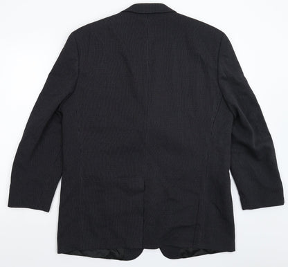 Rene Lezard Mens Black Striped  Jacket Suit Jacket Size 44
