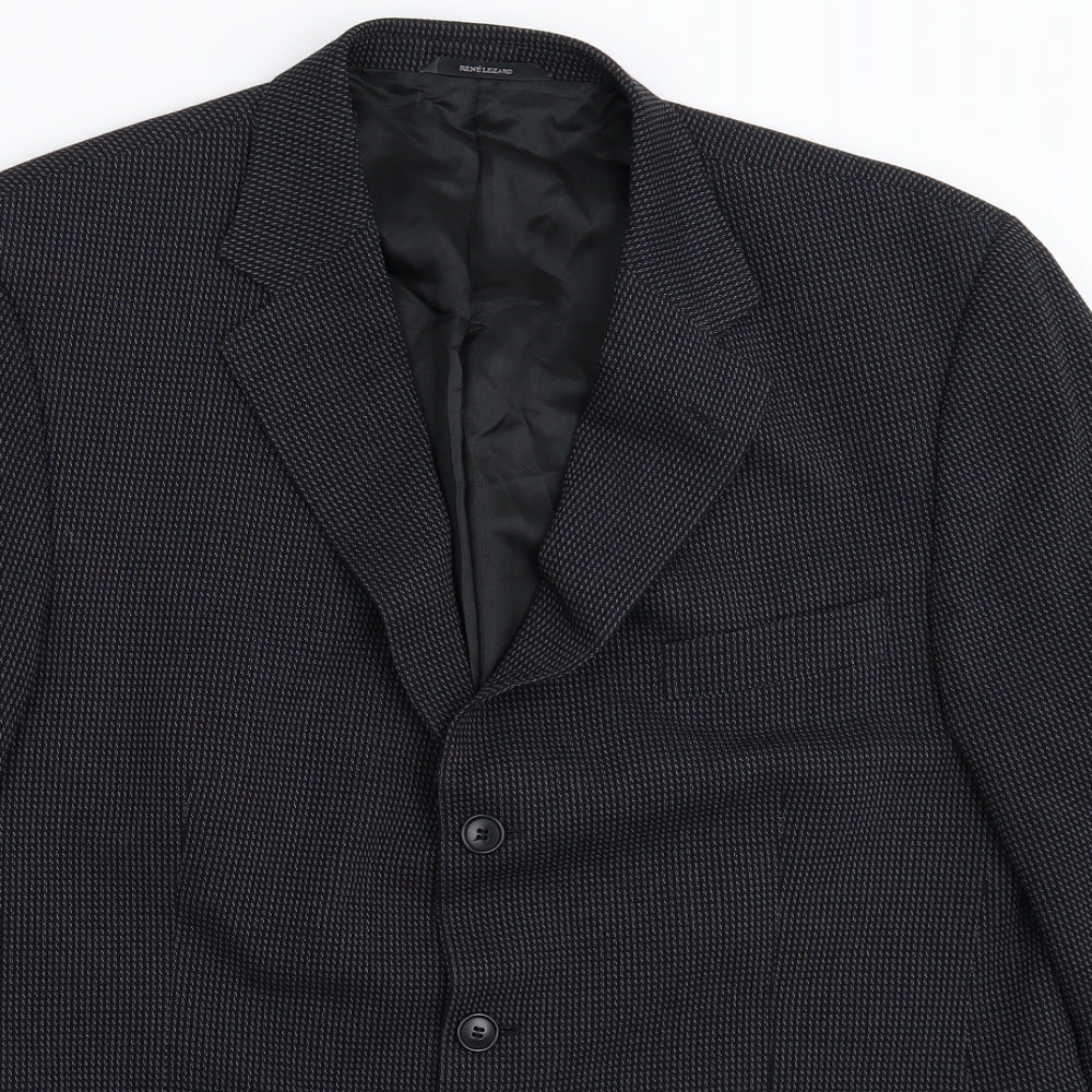 Rene Lezard Mens Black Striped  Jacket Suit Jacket Size 44